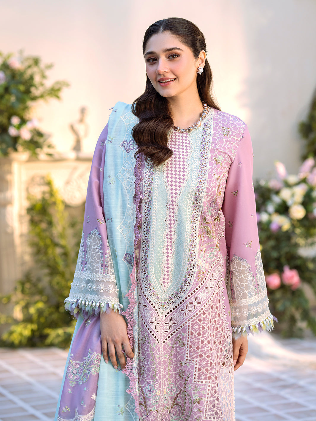Bin Ilyas | Freesia Embroidered Lawn 25 | 101 - B by Maria Faisal - Registered Vendor of : Bin Ilyas - type : Ladies Clothes - 100% original wedding dresses