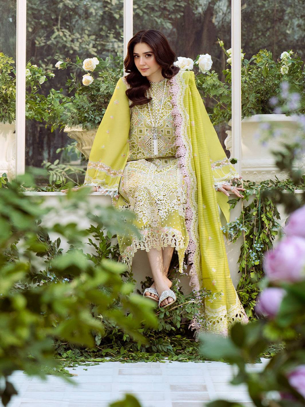 Bin Ilyas | Freesia Embroidered Lawn 25 | 105 - A by Maria Faisal - Registered Vendor of : Bin Ilyas - type : Ladies Clothes - 100% original wedding dresses