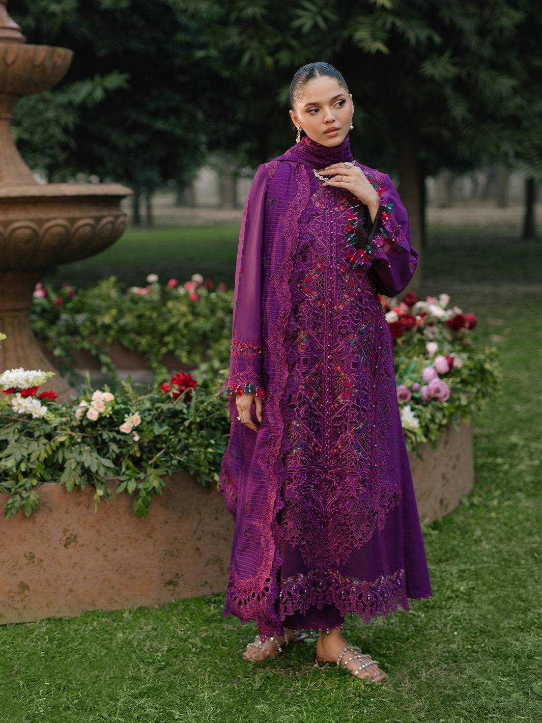 Bin Ilyas | Freesia Embroidered Lawn 25 | 105 - B by Maria Faisal - Registered Vendor of : Bin Ilyas - type : Ladies Clothes - 100% original wedding dresses