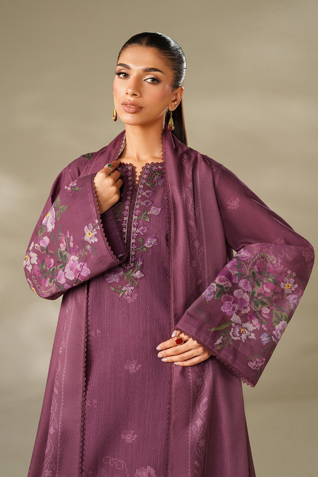Iznik | Winter Chapter 25 | UE-566 Printed Khaddar - Casual Dress - available at Maria Faisal in UK and USA.