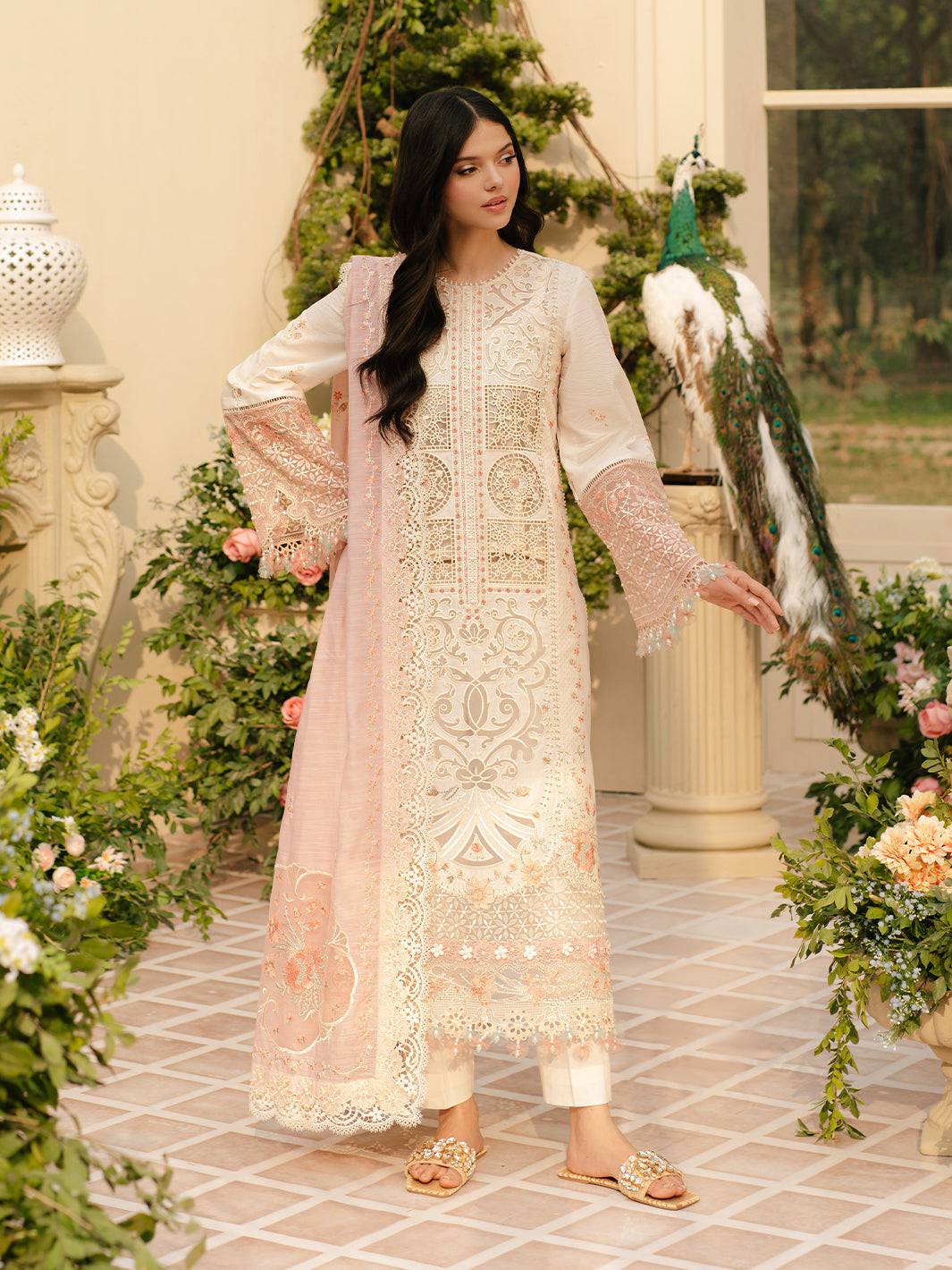 Bin Ilyas | Freesia Embroidered Lawn 25 | 107 - B by Maria Faisal - Registered Vendor of : Bin Ilyas - type : Ladies Clothes - 100% original wedding dresses