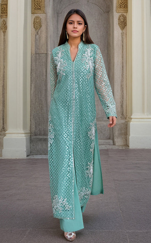Threads and Motifs | Formal Dresses 25 | Net Embroidered Jacket With Trouser - Ladies Clothes - Maria Faisal