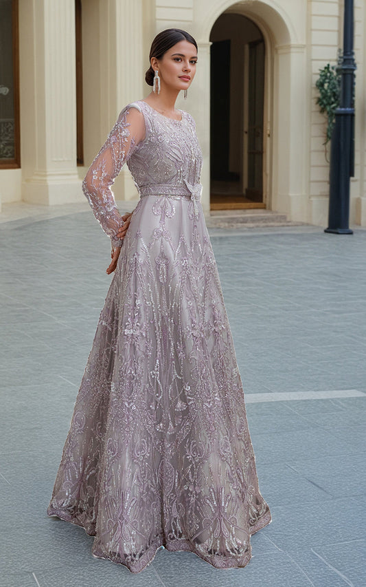 Threads and Motifs | Formal Dresses 25 | Net Embroidered Maxi - Ladies Clothes - Maria Faisal