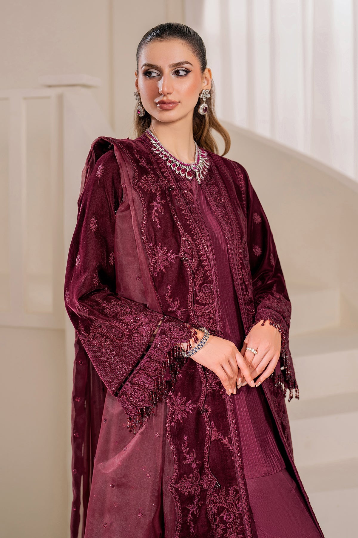Baroque | Jahanara Luxury Velvet 23 | UF-758 - Designer Dress with Intricate embroidery and embellishments. Shop elegent wedding dress at Maria Faisal.