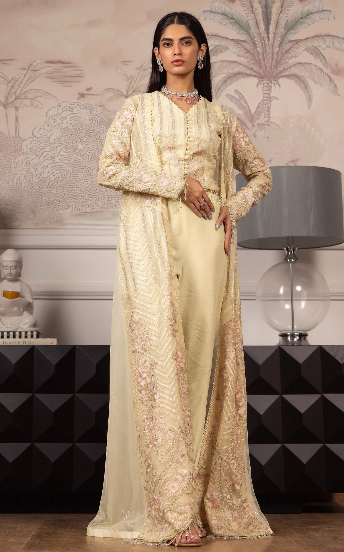 Threads and Motifs | Formal Dresses 25 | Net Embroidered Jacket With Embroidered Blouse - Ladies Clothes - Maria Faisal