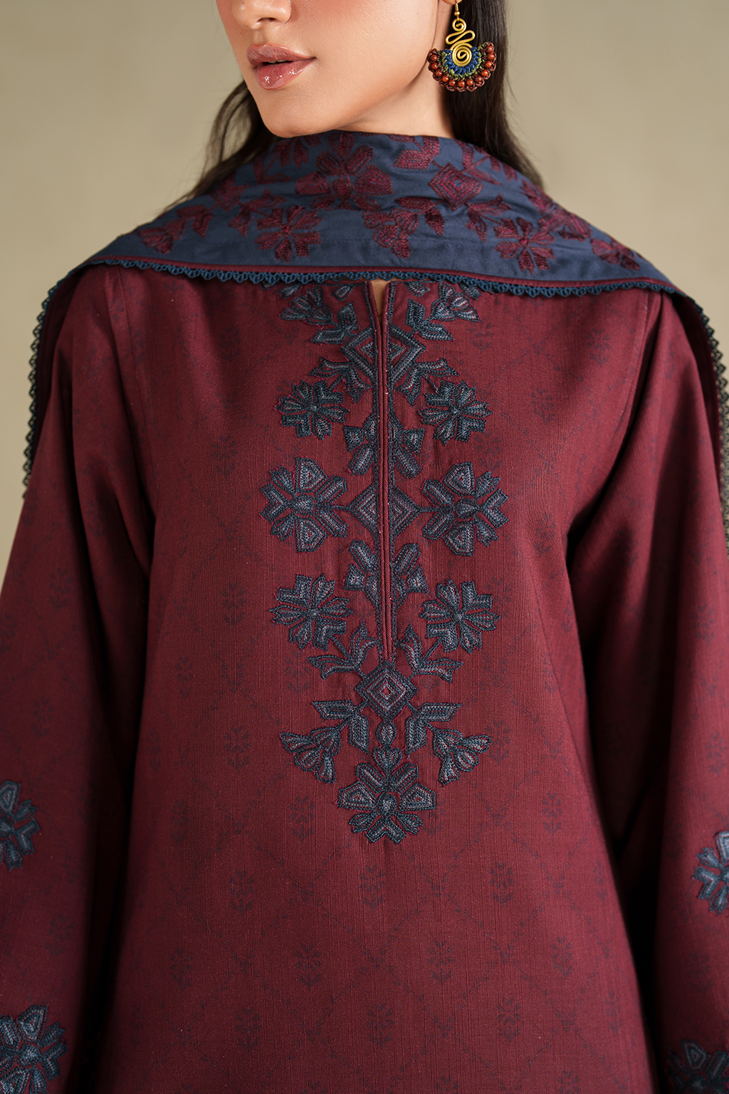 Iznik | Winter Chapter 25 | UE-592 Printed Khaddar - Casual Dress - available at Maria Faisal in UK and USA.