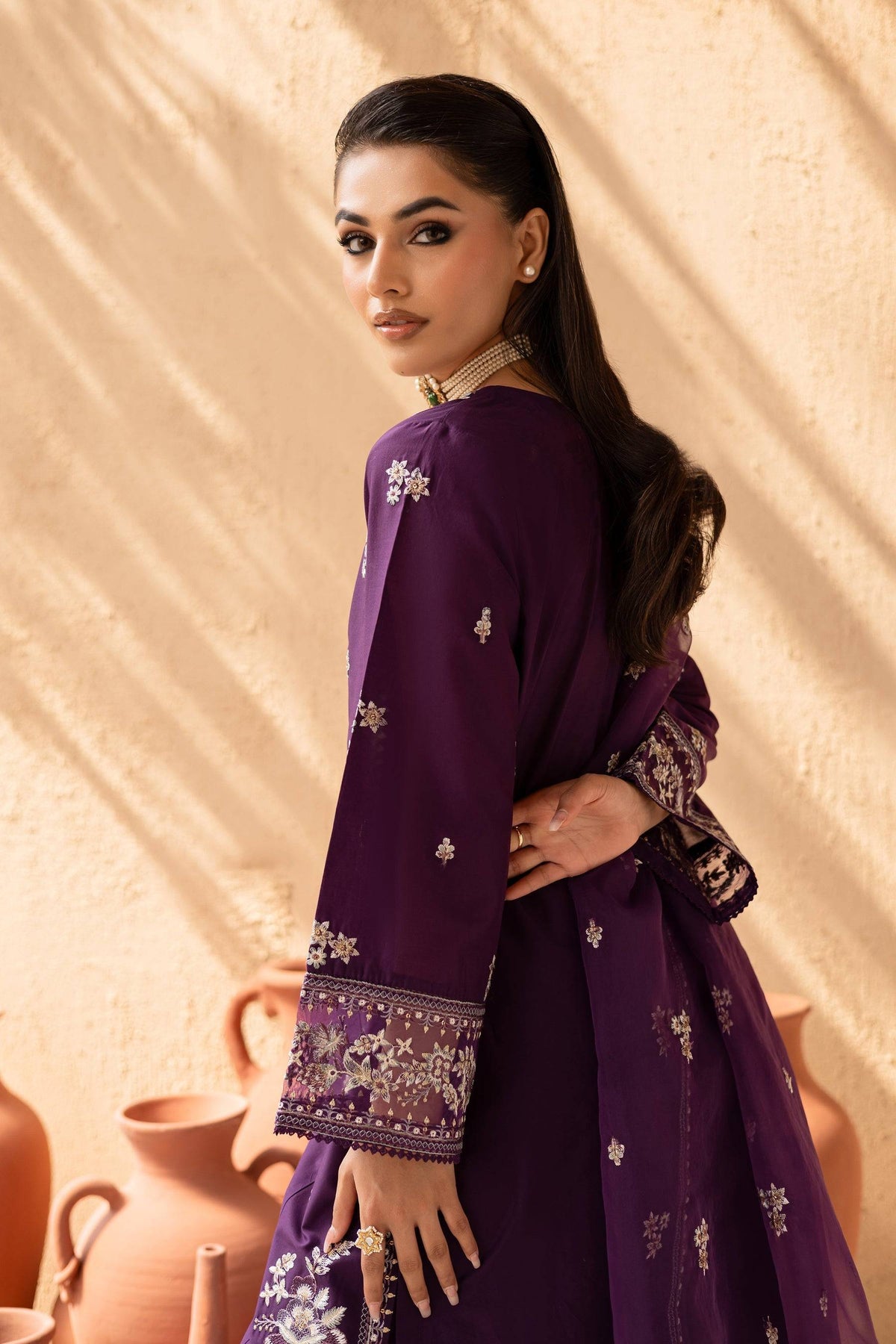 Batik | Nyra Embroidered Summer Solids | Amethyst by Maria Faisal - Registered Vendor of : Batik - type : Ladies Clothes - 100% original wedding dresses