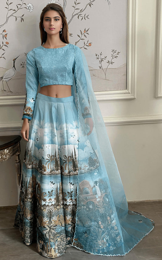 Threads and Motifs | Formal Dresses 25 | Printed Blouse With Printed Lehenga And Dupatta - Ladies Clothes - Maria Faisal