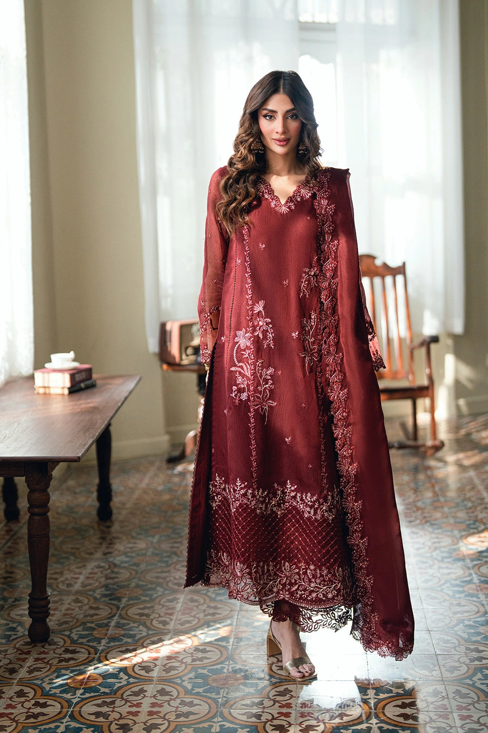 Azure | Eid Drop | Hibiscus - Formal Dress - available at Maria Faisal in UK and USA.