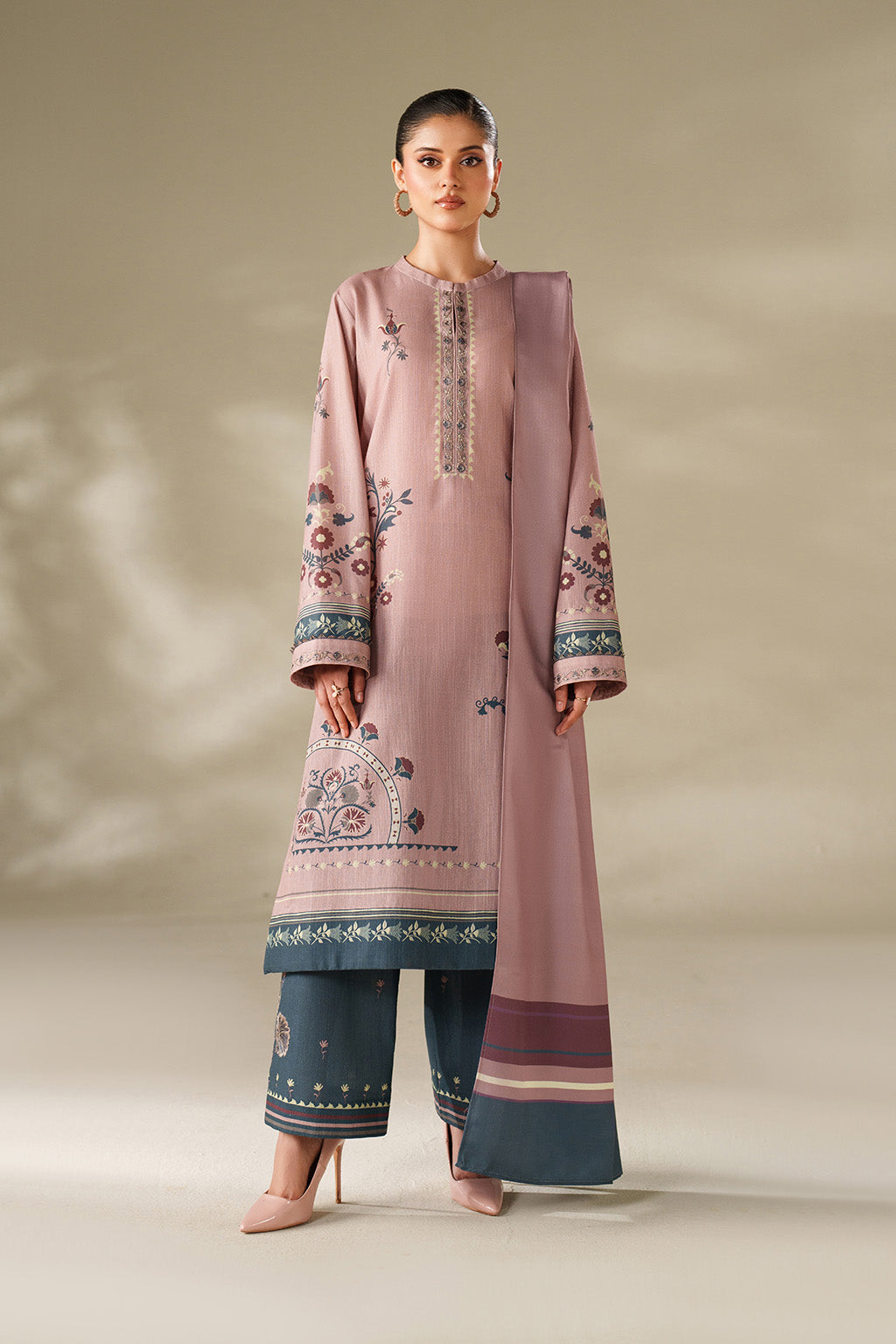 Iznik | Winter Chapter 25 | UE-569 Printed Khaddar - Casual Dress - available at Maria Faisal in UK and USA.