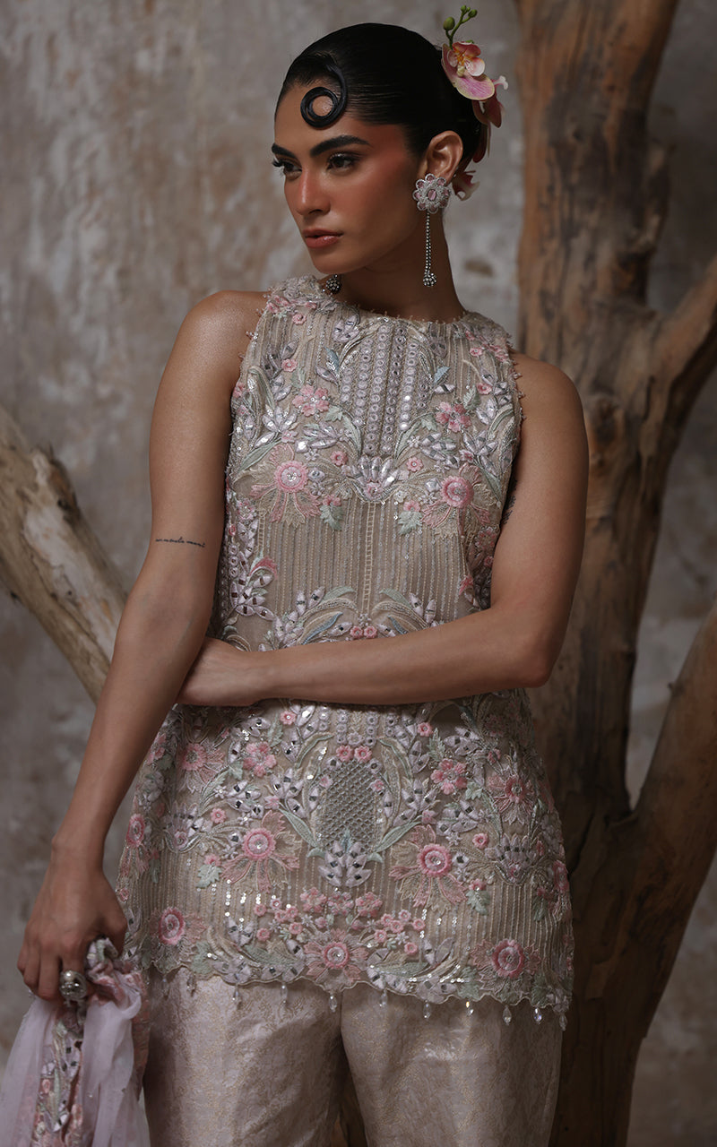 Threads and Motifs | Formal Dresses 25 | Organza Embroidered Shirt - Ladies Clothes - Maria Faisal