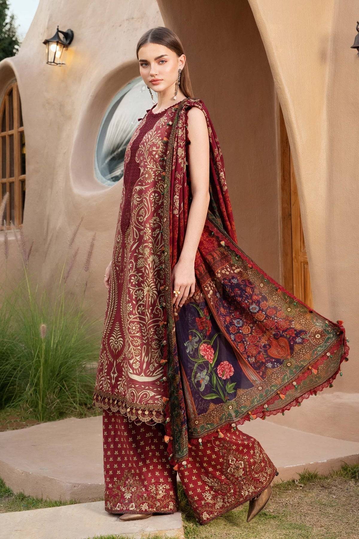 Maria B | M Prints 25 | MPT-2512-A by Maria Faisal - Registered Vendor of : Maria B - type : Ladies Clothes - 100% original wedding dresses