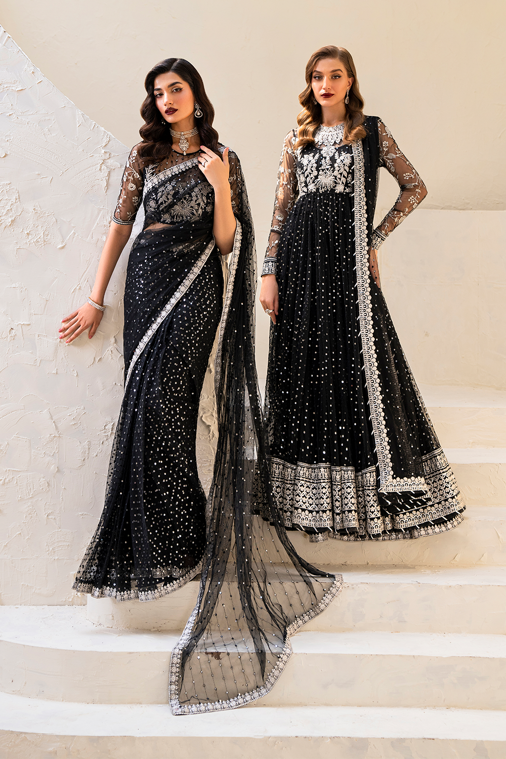 Iznik | Chinnon Chiffon | CC-50 Embroidered Net - Ladies Clothes - Maria Faisal