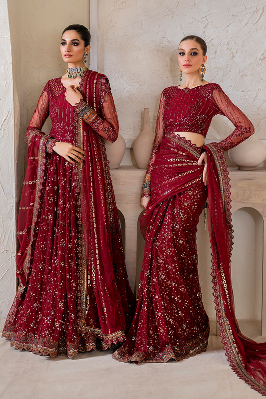 Iznik | Chinnon Chiffon | CC-49 Embroidered Net - Ladies Clothes - Maria Faisal