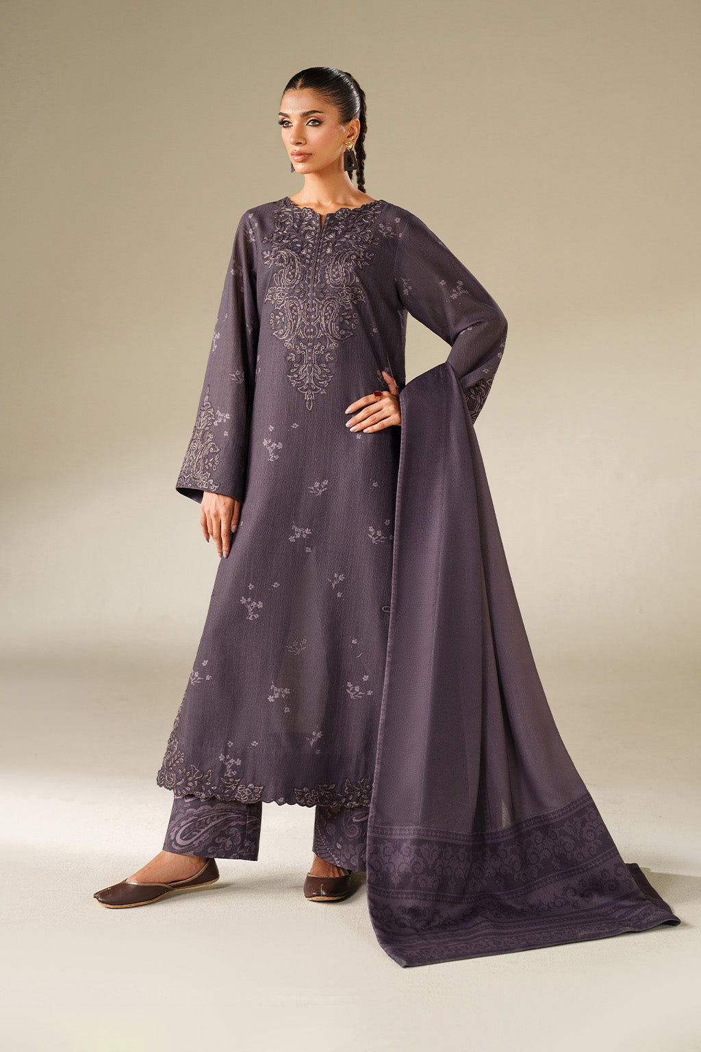 Iznik | Winter Chapter 25 | UE-558 Printed Khaddar - Casual Dress - available at Maria Faisal in UK and USA.