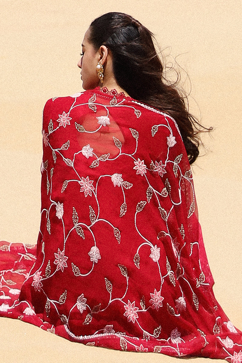 Cross Stitch | Eid Lawn 24 | VERMILLION SCARLET - Designer Dress with Intricate embroidery and embellishments. Shop elegent wedding dress at Maria Faisal.