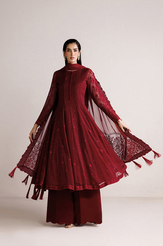 Farasha | Chiffon Essentials 26 | Merlot Satin - Formal Dress - available at Maria Faisal in UK and USA.