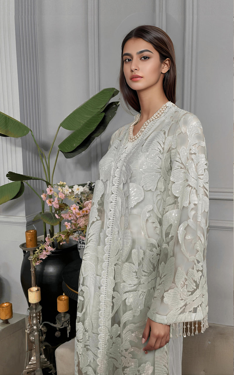 Threads and Motifs | Formal Dresses 25 | Net Embroidered Jacket With Trouser - Ladies Clothes - Maria Faisal