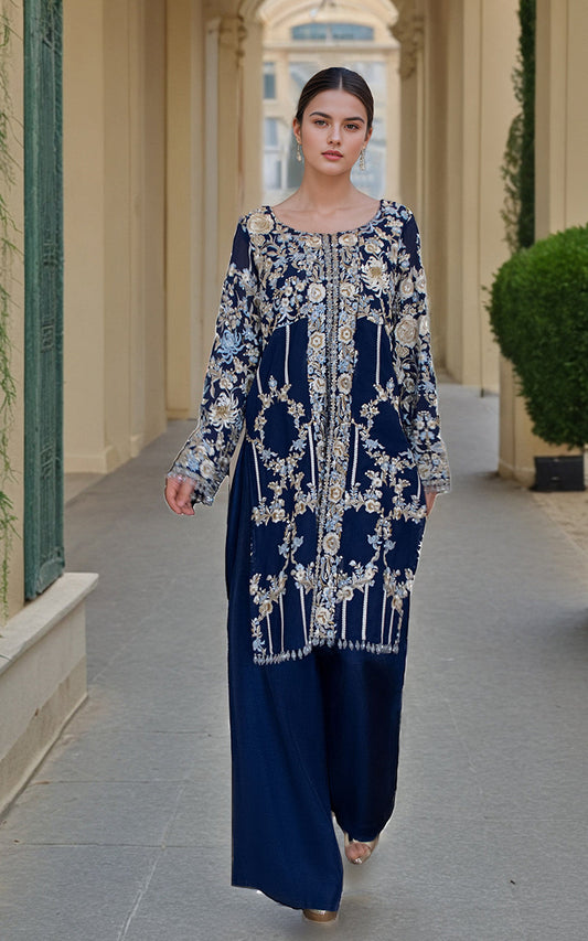 Threads and Motifs | Formal Dresses 25 | Chiffon Embroidered Shirt - Ladies Clothes - Maria Faisal
