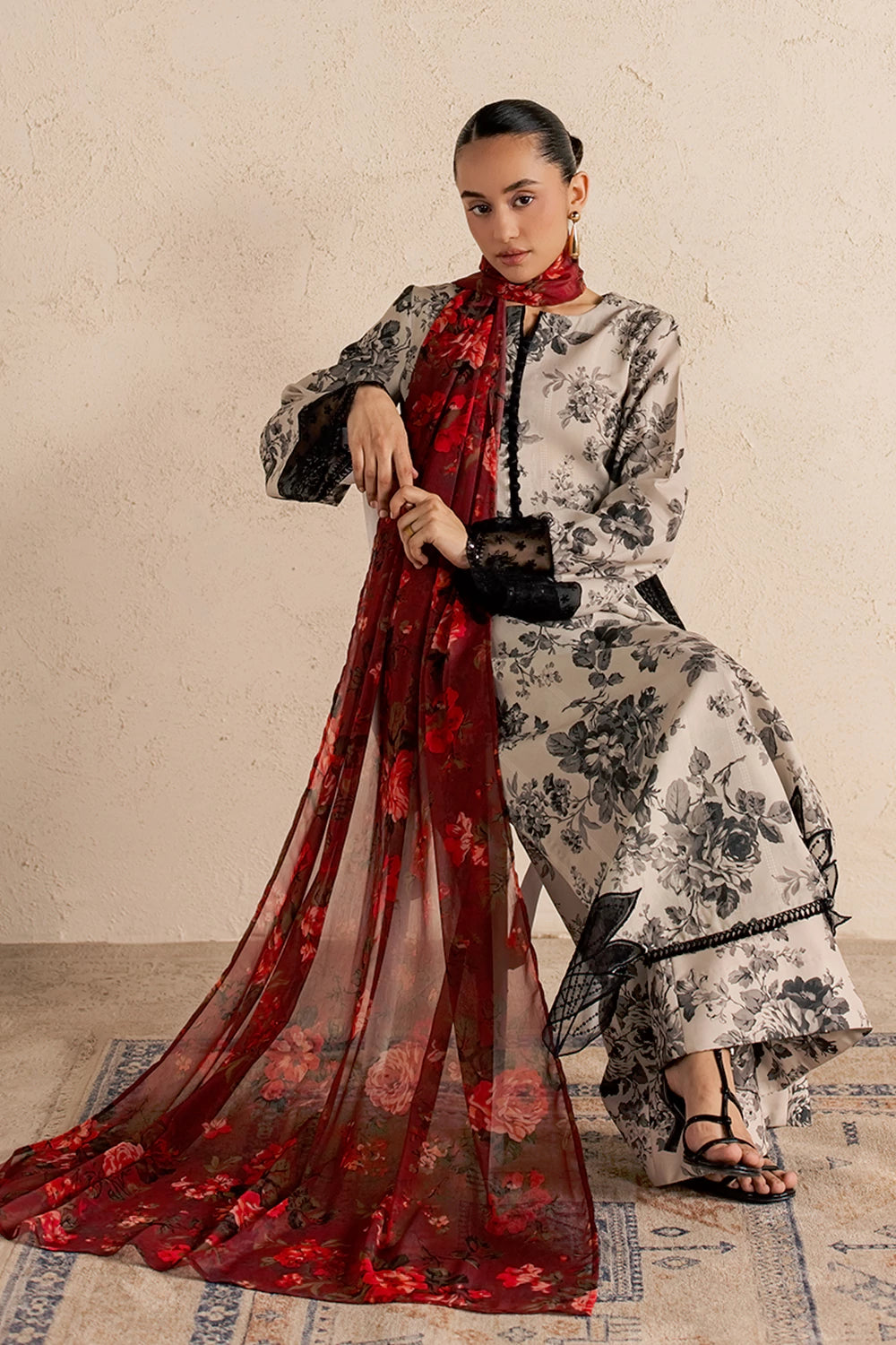 Vanya | Post Crds of July | SM-028 - Luxury Dress - available at Maria Faisal in UK and USA.