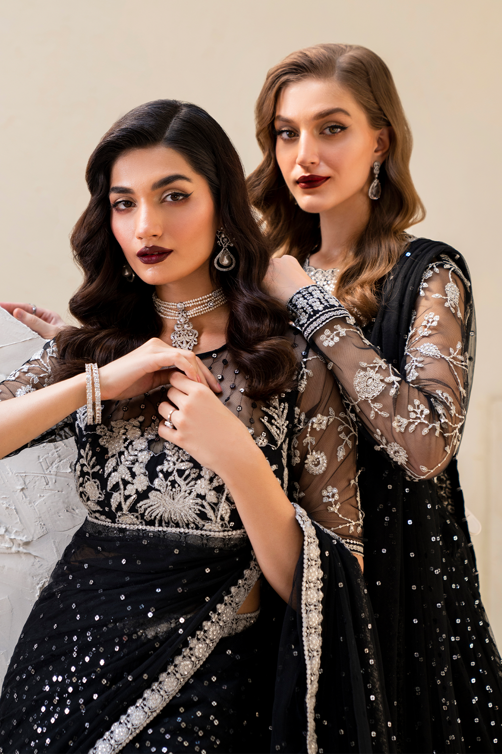 Iznik | Chinnon Chiffon | CC-50 Embroidered Net - Ladies Clothes - Maria Faisal