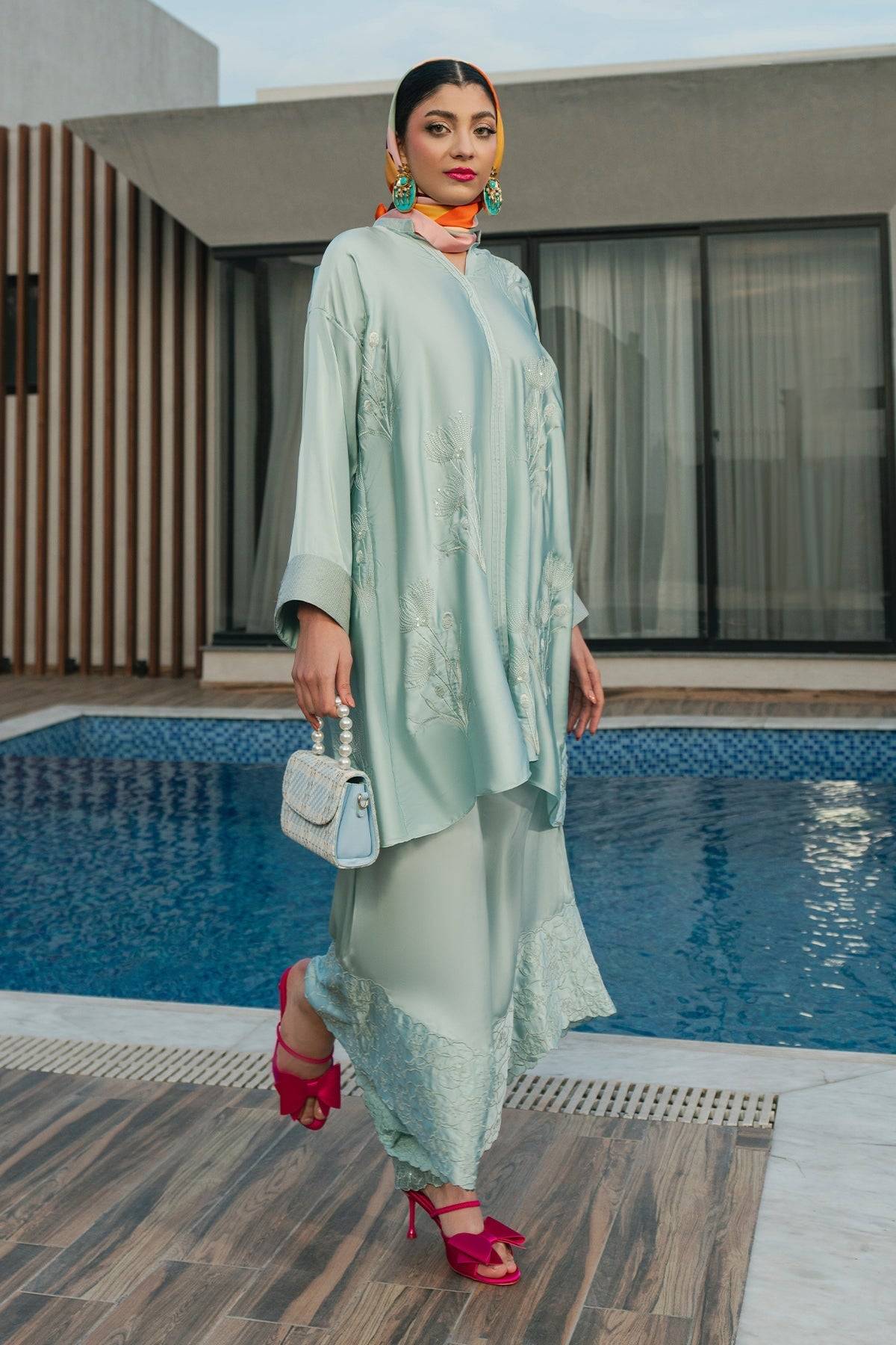 Fahad Hussayn | Lawn Banger | Aqua Babe by Maria Faisal - Registered Vendor of : Erum Khan - type : Ladies Clothes - 100% original wedding dresses