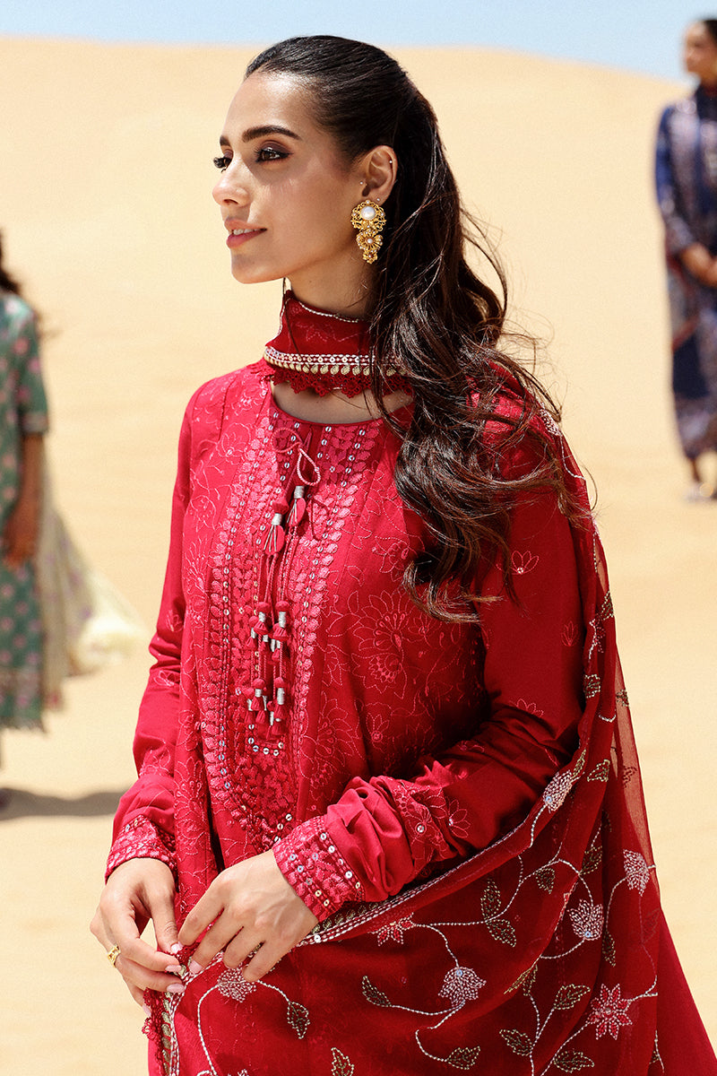 Cross Stitch | Eid Lawn 24 | VERMILLION SCARLET - Designer Dress with Intricate embroidery and embellishments. Shop elegent wedding dress at Maria Faisal.