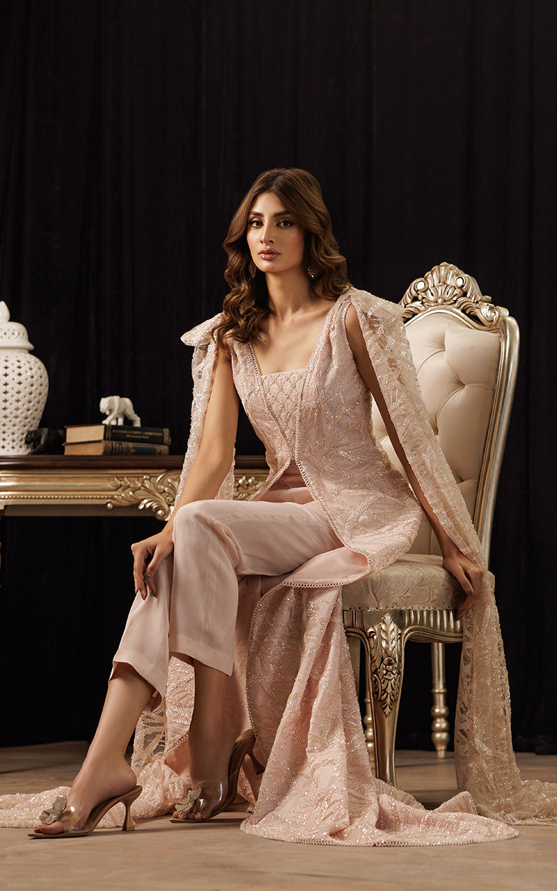 Threads and Motifs | Formal Dresses 25 | Net Embroidered Jacket with Embroidered Tube & Trouser