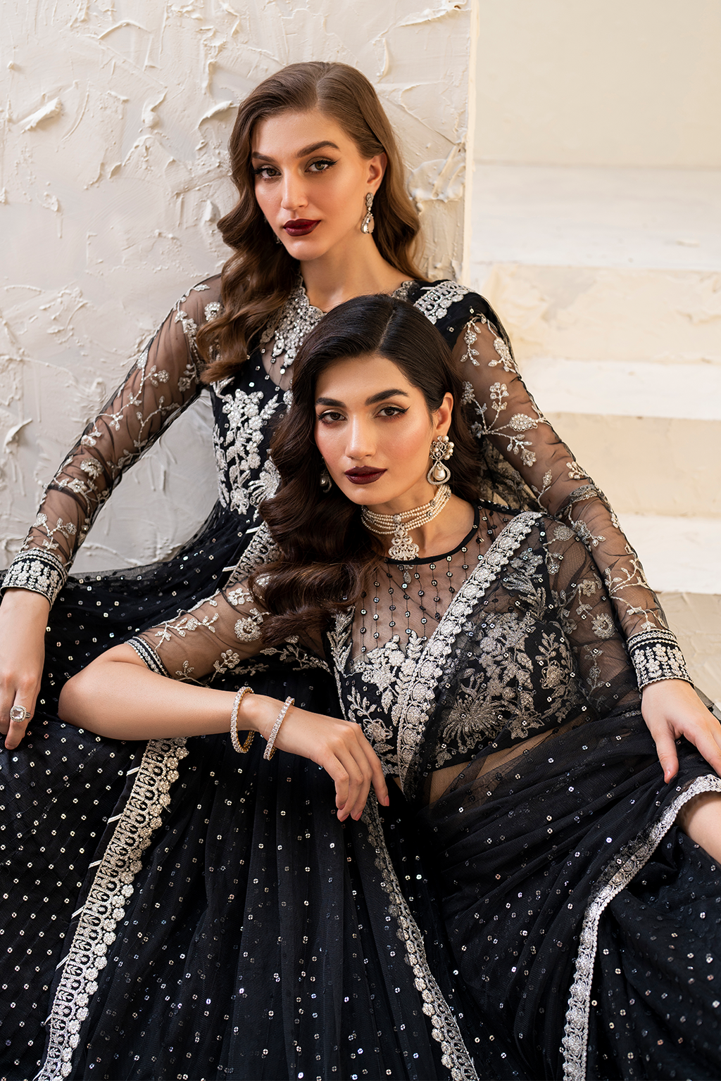 Iznik | Chinnon Chiffon | CC-50 Embroidered Net - Ladies Clothes - Maria Faisal