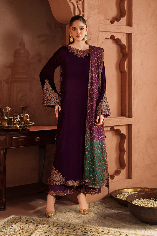 Iznik | Velvet 25 | IV-57 Embroidered Velvet - Formal Dress - available at Maria Faisal in UK and USA.