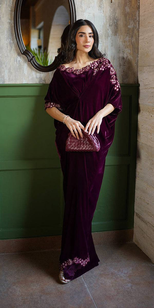 Erum Khan | Velvet Wisper | Wine Whisper by Maria Faisal - Registered Vendor of : Erum Khan - type : Ladies Clothes - 100% original wedding dresses