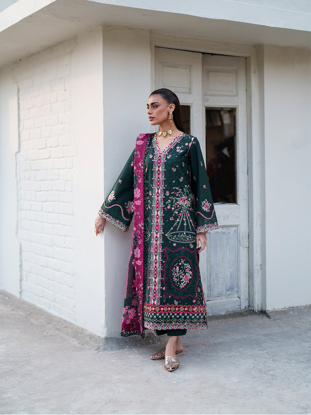 Bin Ilyas | Heritage Dore | 174-B - Luxury Dress - available at Maria Faisal in UK and USA.