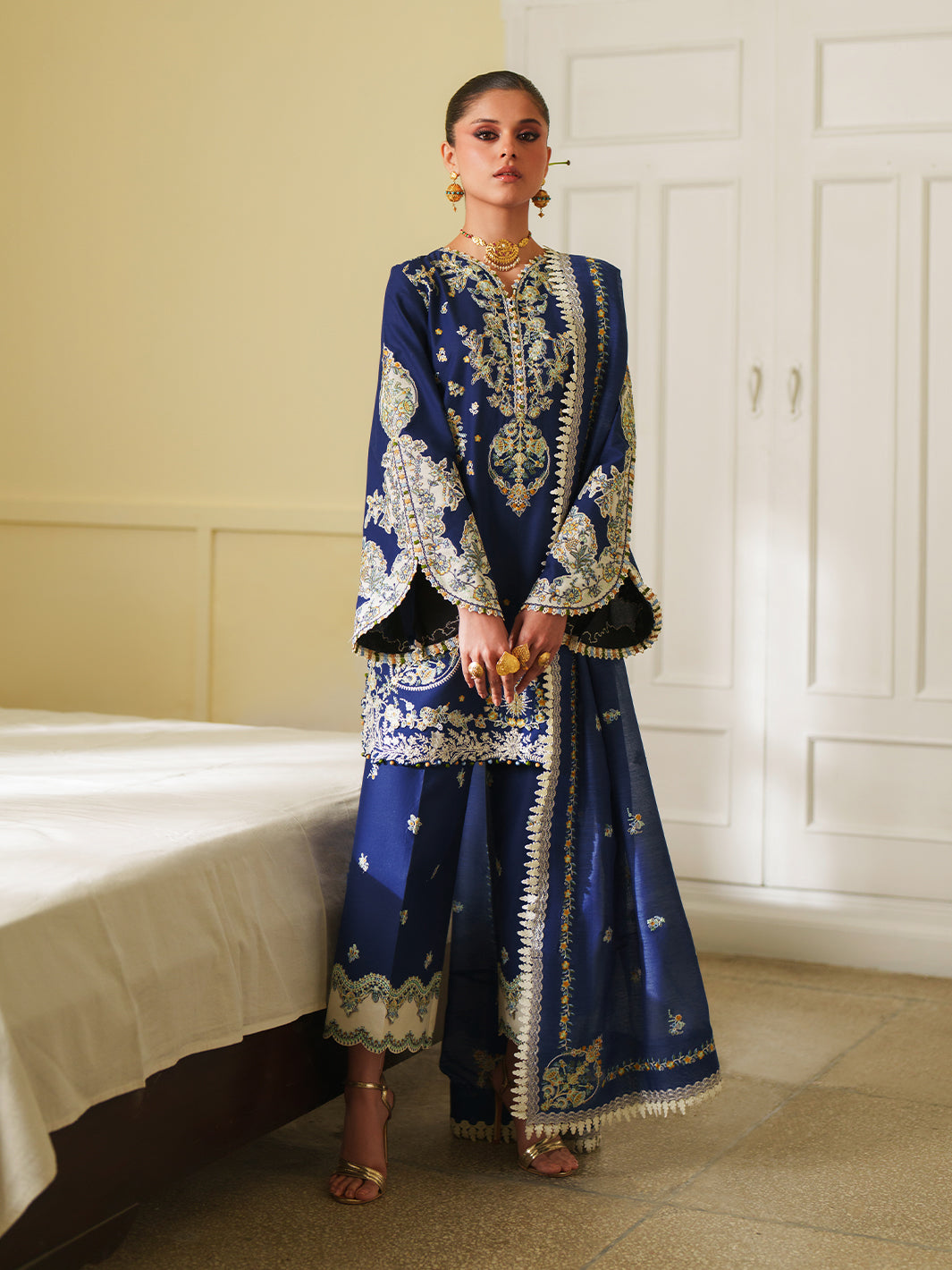 Bin Ilyas | Heritage Dore | 175-B - Luxury Dress - available at Maria Faisal in UK and USA.