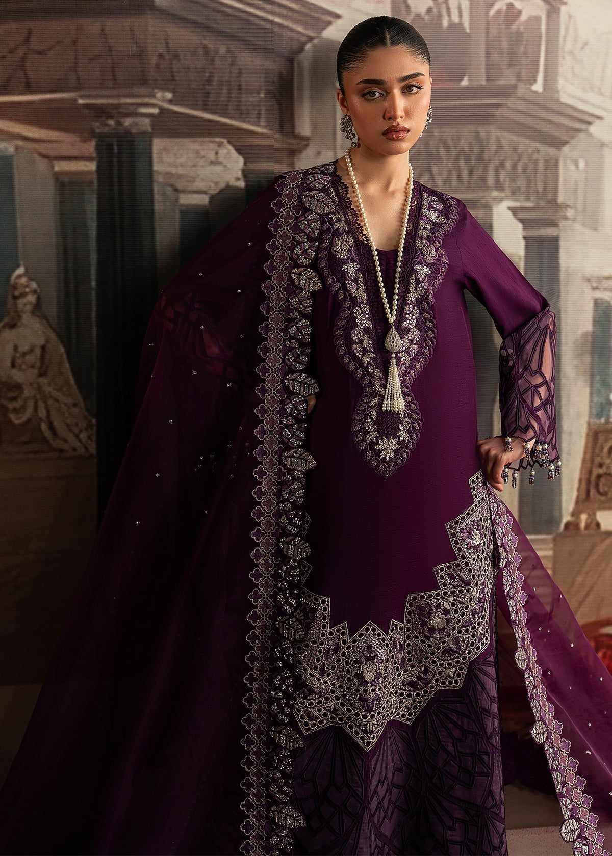 Sadaf Fawad Khan | Roya Lumiere | Banafsh - Formal Dress - available at Maria Faisal in UK and USA.