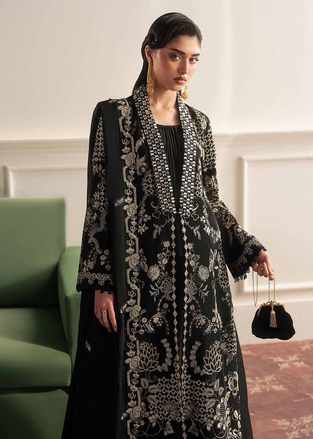 Sadaf Fawad Khan | Roya Lumiere | Siah Golzar - Formal Dress - available at Maria Faisal in UK and USA.