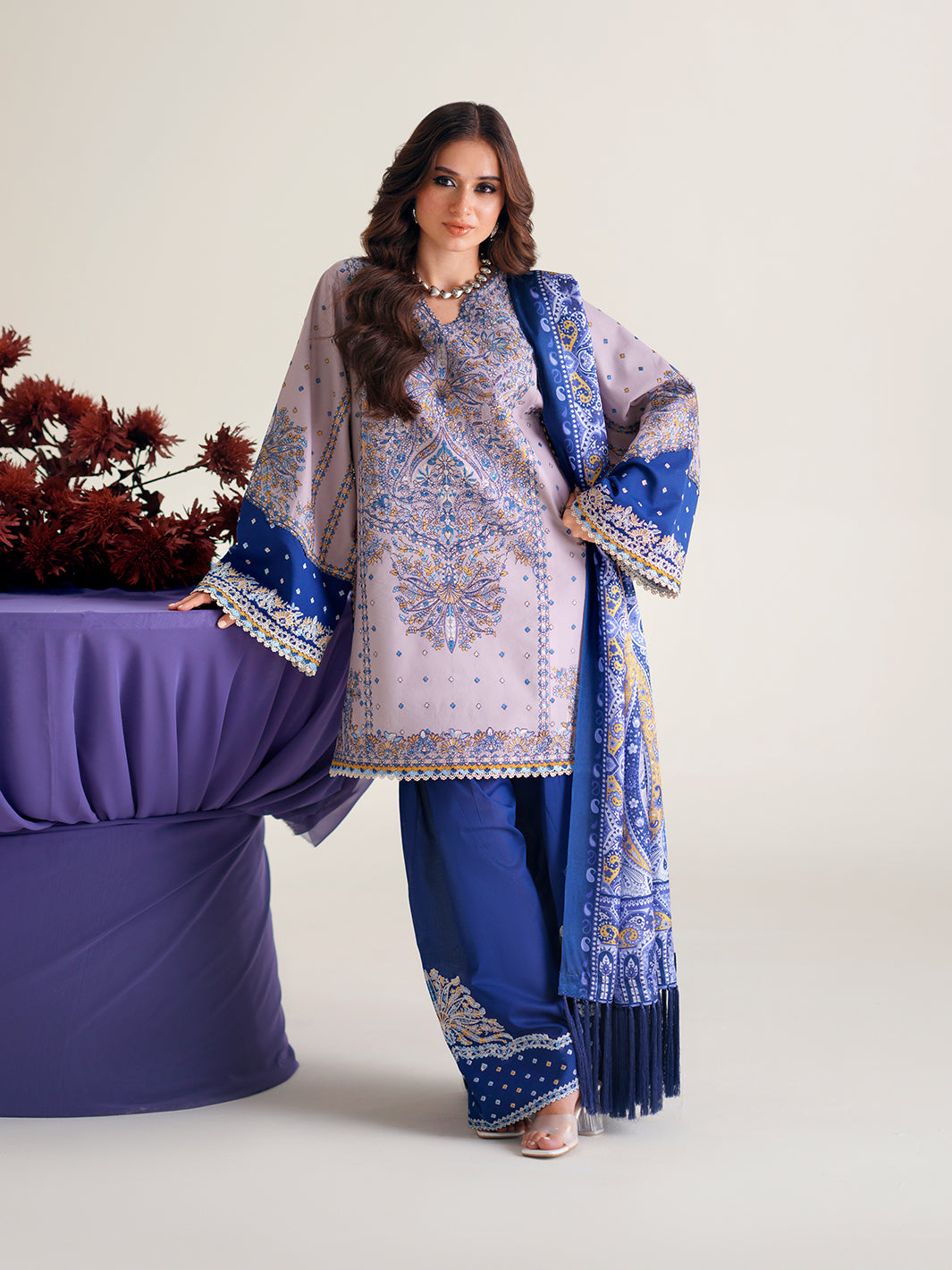 Bin Ilyas | Amour Luxury Lawn 26 |182-B - Luxury Dress - available at Maria Faisal in UK and USA.