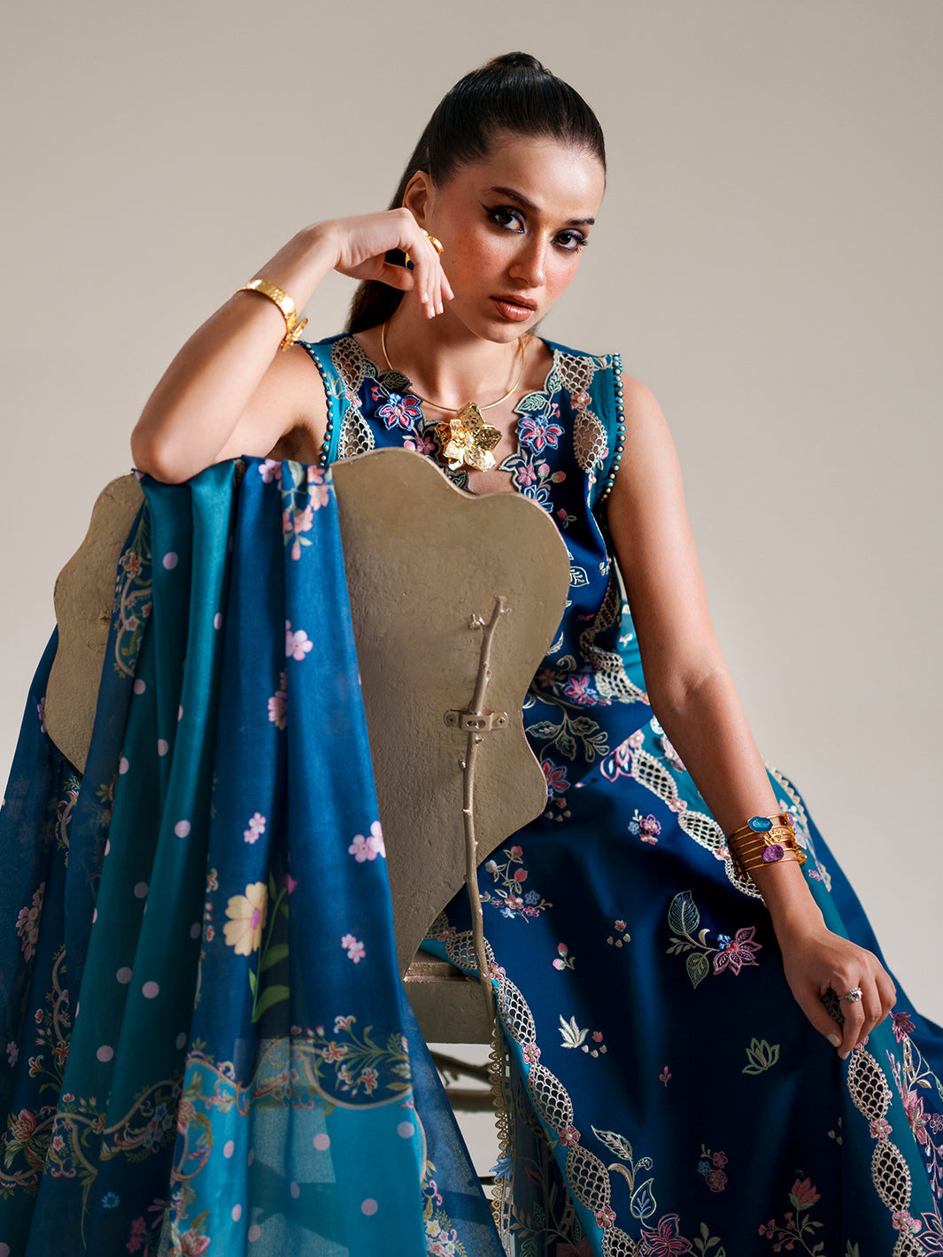 Bin Ilyas | Amour Luxury Lawn 26 | 184-A - Luxury Dress - available at Maria Faisal in UK and USA.
