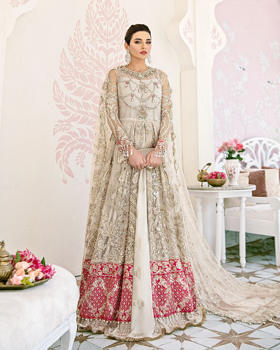 Gulaal | Wedding Formals | Jeune Embroidered Net 3-Piece Suit WS-02 - Designer Dress with Intricate embroidery and embellishments. Shop elegent wedding dress at Maria Faisal.