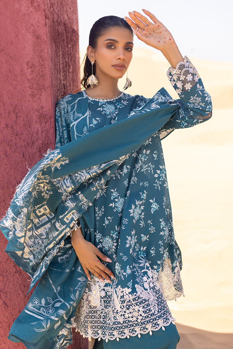 Cross Stitch | Eid Lawn 24 | TEAL SERENITY - Designer Dress with Intricate embroidery and embellishments. Shop elegent wedding dress at Maria Faisal.