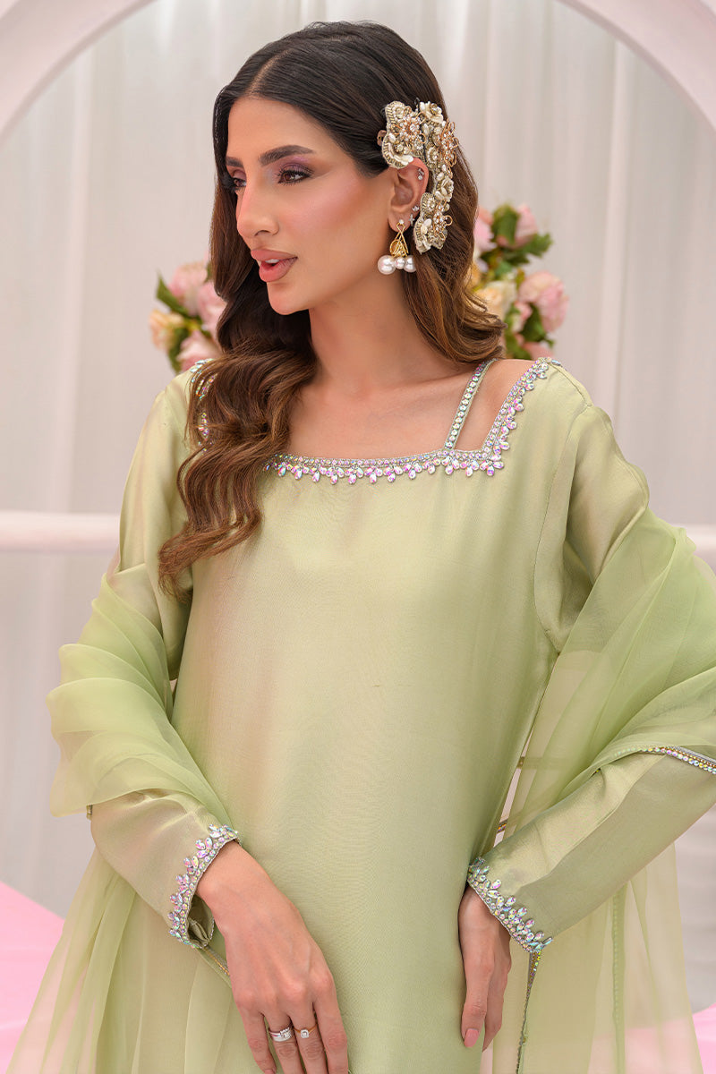 Chic Ophicial | The Maison Duo | Sage Èlan - Luxury Dress - available at Maria Faisal in UK and USA.