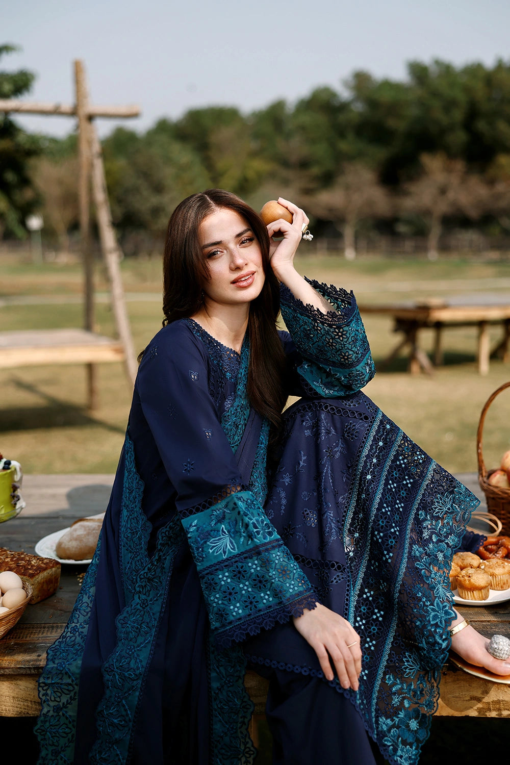 Azure | Luxury Lawn 26 | Blueberry - Luxury Dress - available at Maria Faisal in UK and USA.