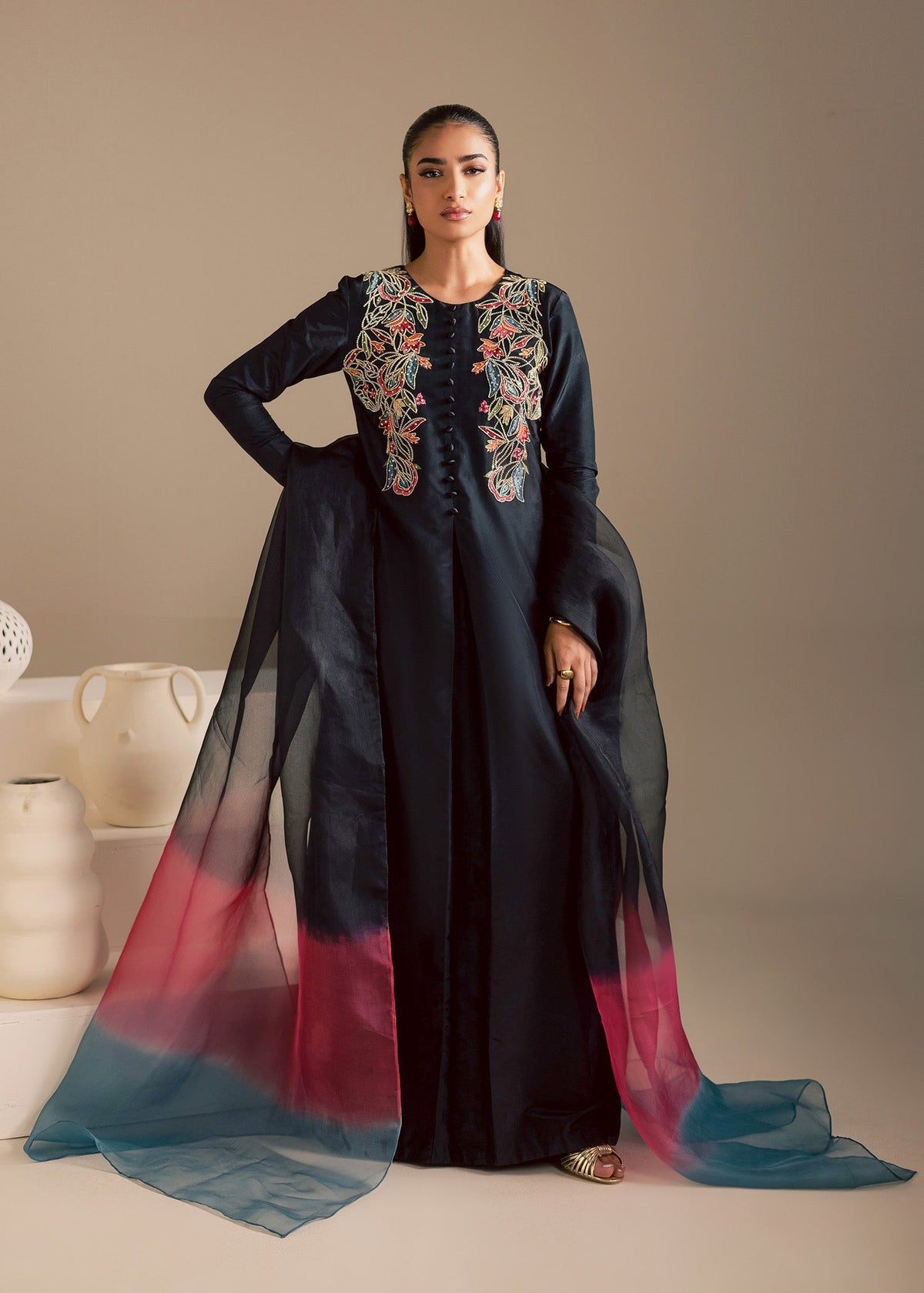 Maria Osama Khan | Noir Bliss Luxury Formals | Midnight Noir - Formal Dress - available at Maria Faisal in UK and USA.