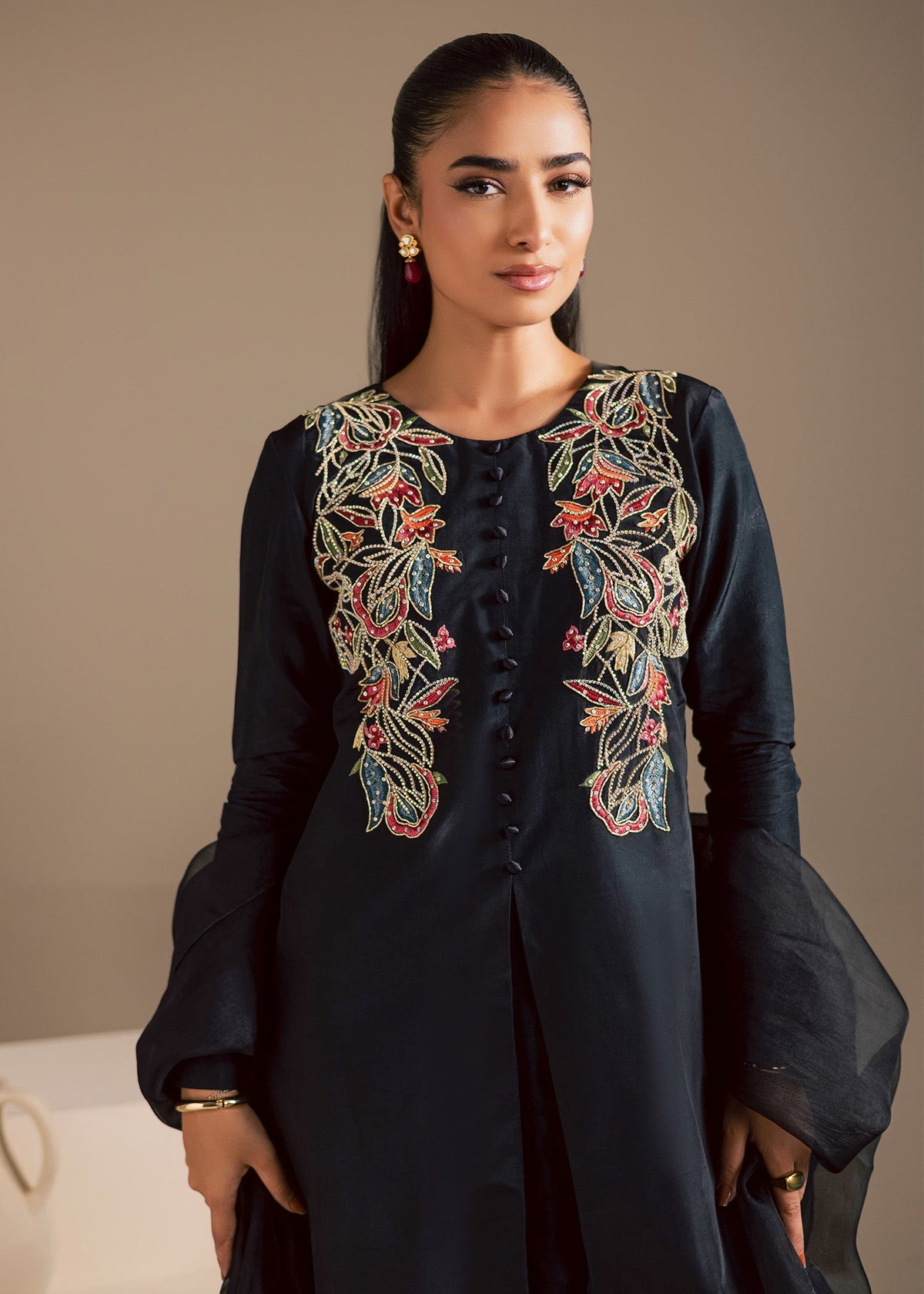 Maria Osama Khan | Noir Bliss Luxury Formals | Midnight Noir - Formal Dress - available at Maria Faisal in UK and USA.