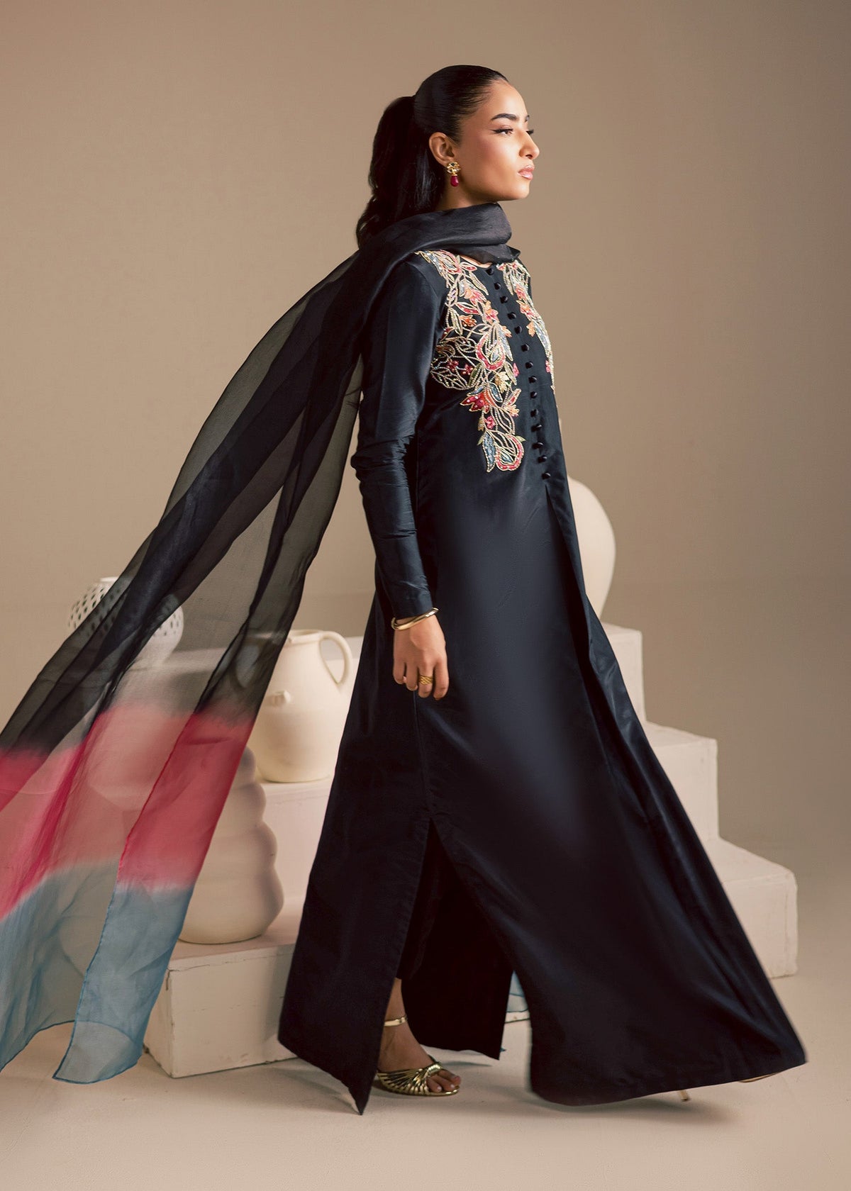 Maria Osama Khan | Noir Bliss Luxury Formals | Midnight Noir - Formal Dress - available at Maria Faisal in UK and USA.