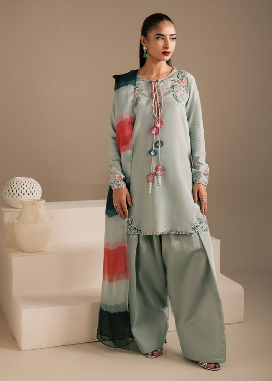 Maria Osama Khan | Noir Bliss Luxury Formals | Ash Mist - Formal Dress - available at Maria Faisal in UK and USA.