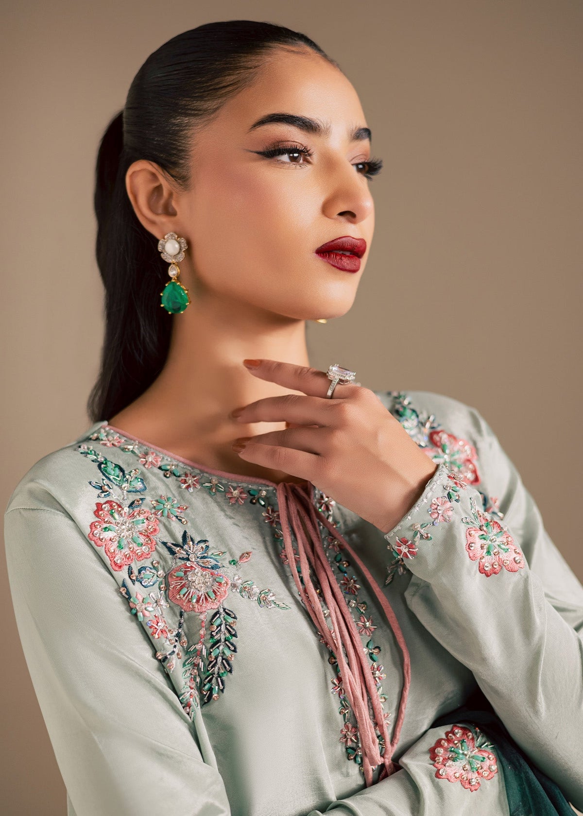 Maria Osama Khan | Noir Bliss Luxury Formals | Ash Mist - Formal Dress - available at Maria Faisal in UK and USA.