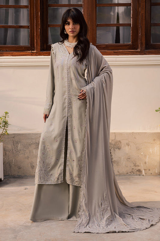 Nureh | Exclusive Leather Peach | NE-214 - Luxury Dress - available at Maria Faisal in UK and USA.