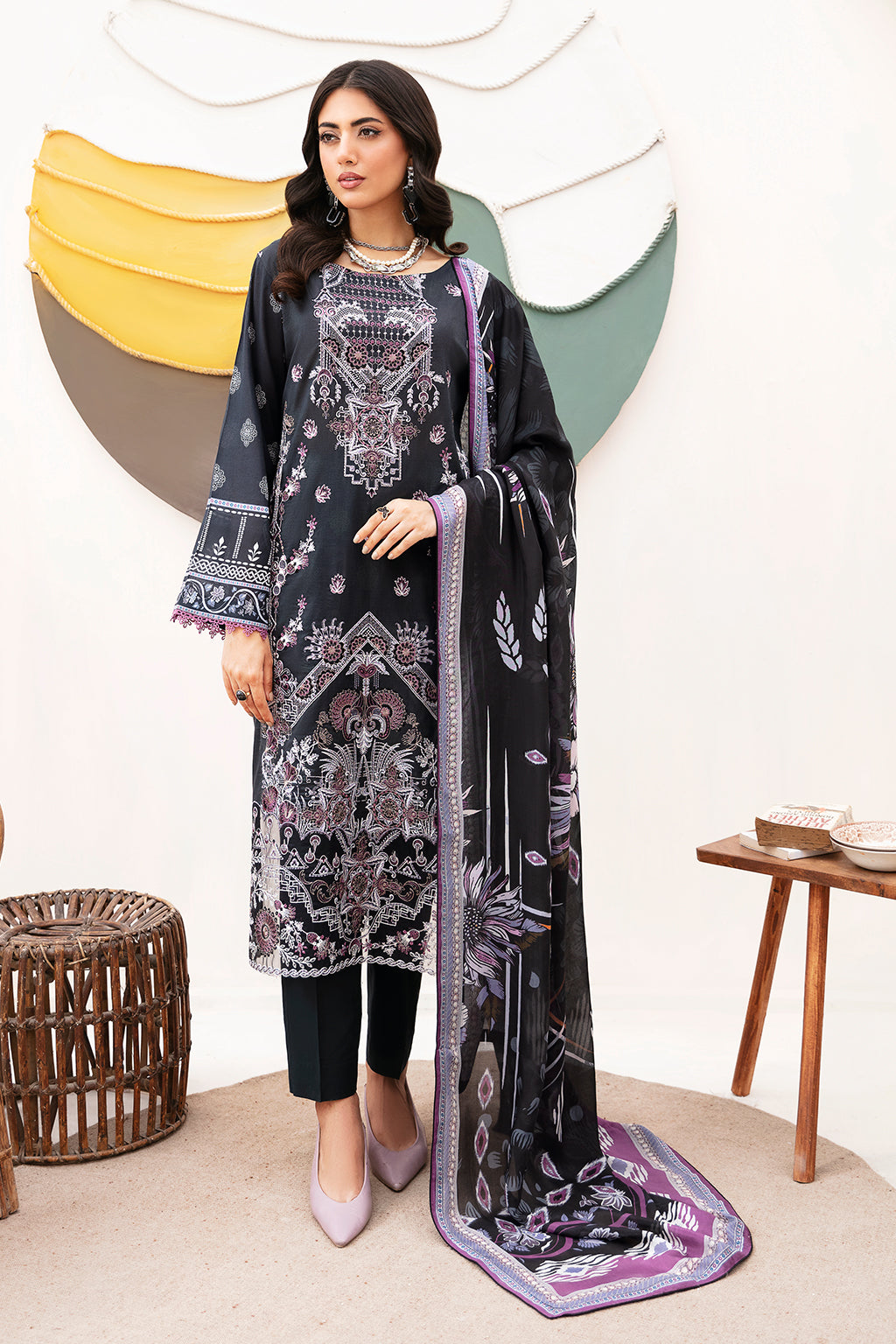 Ramsha | Mashaal Luxury Lawn | L-1102 - Designer Dress with Intricate embroidery and embellishments. Shop elegent wedding dress at Maria Faisal.