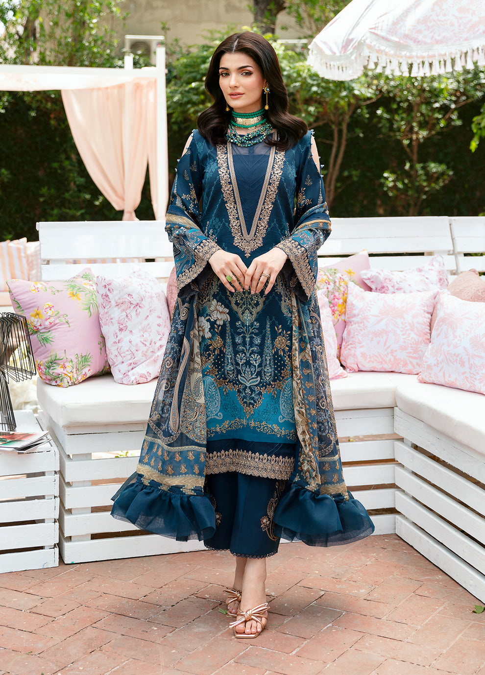 Gulaal | Summer Glow Lawn 24 | SYLVIYA (GL-L-24V3-01) - Designer Dress with Intricate embroidery and embellishments. Shop elegent wedding dress at Maria Faisal.
