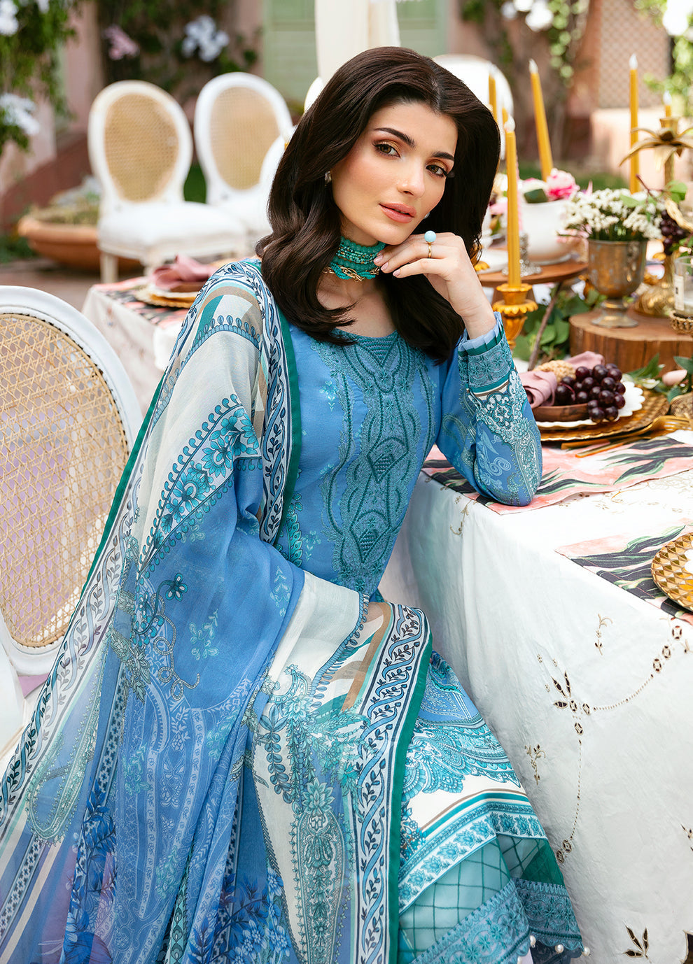 Gulaal | Summer Glow Lawn 24 | ELAINE (GL-L-24V3-07) - Designer Dress with Intricate embroidery and embellishments. Shop elegent wedding dress at Maria Faisal.